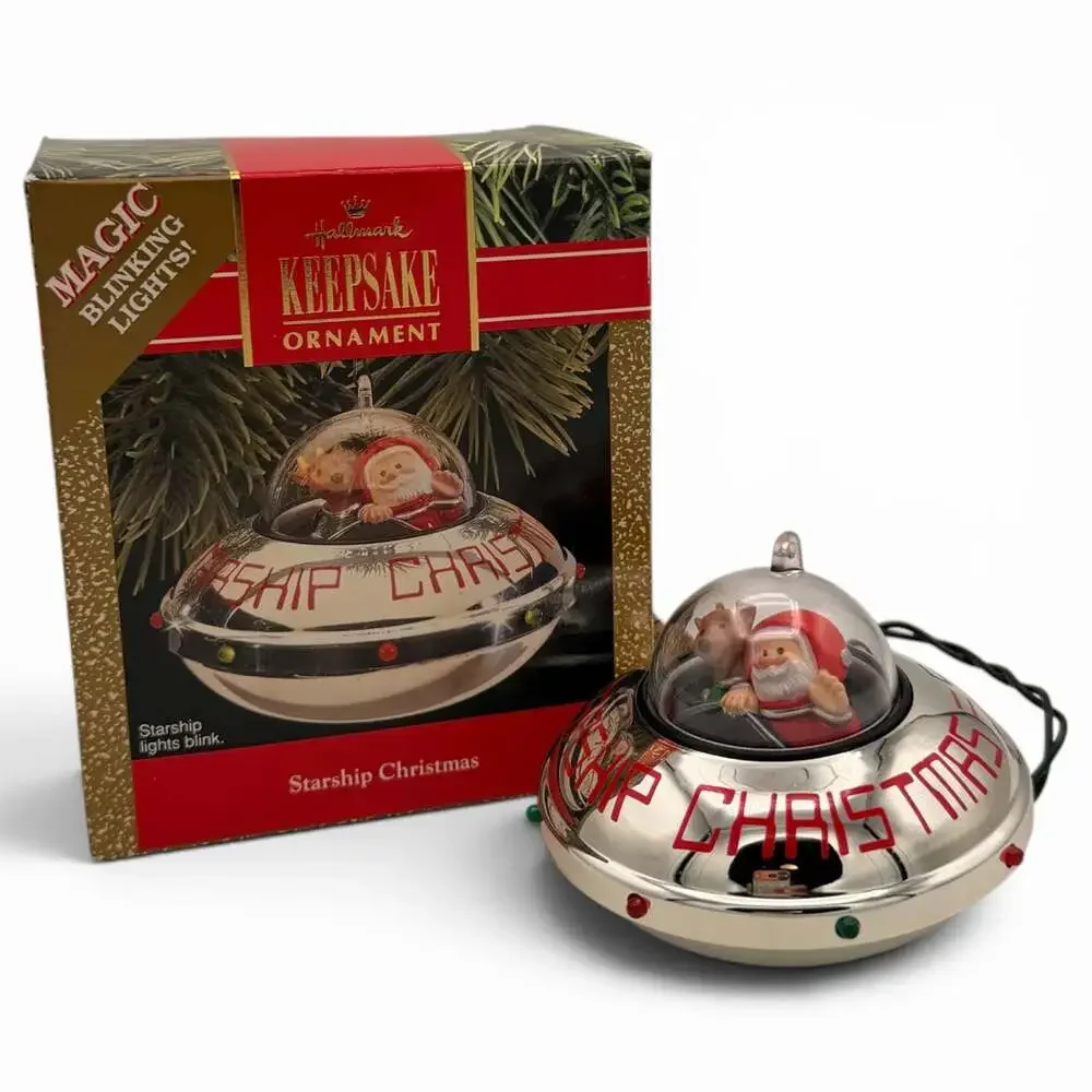 1990 Hallmark Keepsake Ornament Starship Christmas with Magic Blinking Lights